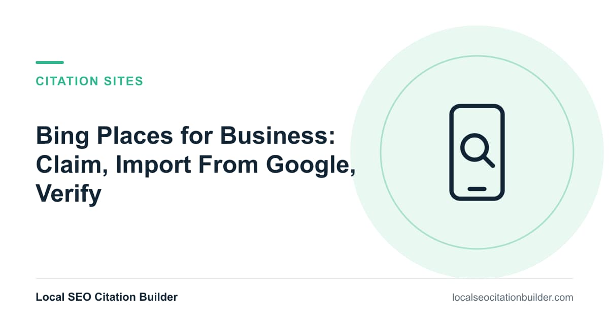 Bing Places for Business: Claim, Import From Google, Verify, illustrated cover