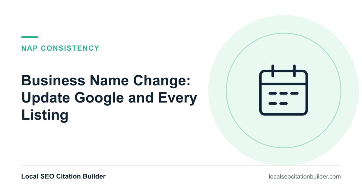 Business Name Change: Update Google and Every Listing, illustrated cover