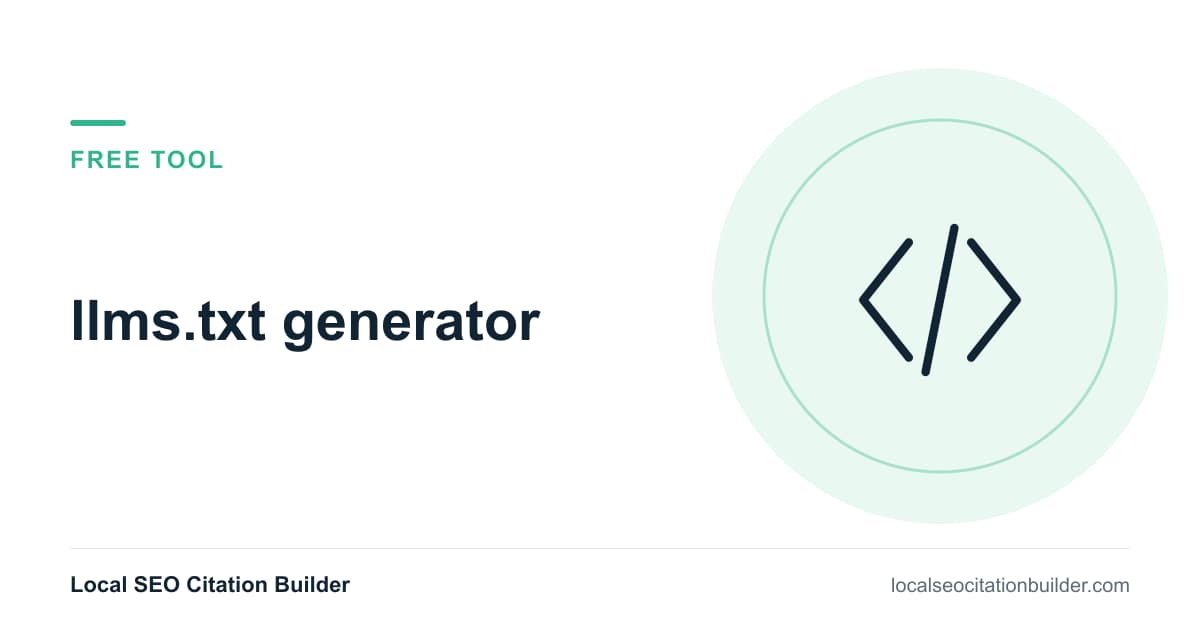 Free llms.txt generator: build a valid llms.txt file for your website or local business
